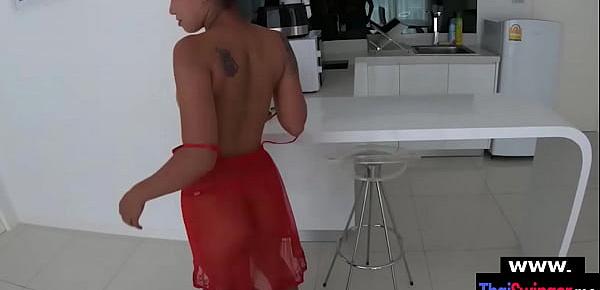 Real amateur Thai housewife POV style blowjob and fuck
